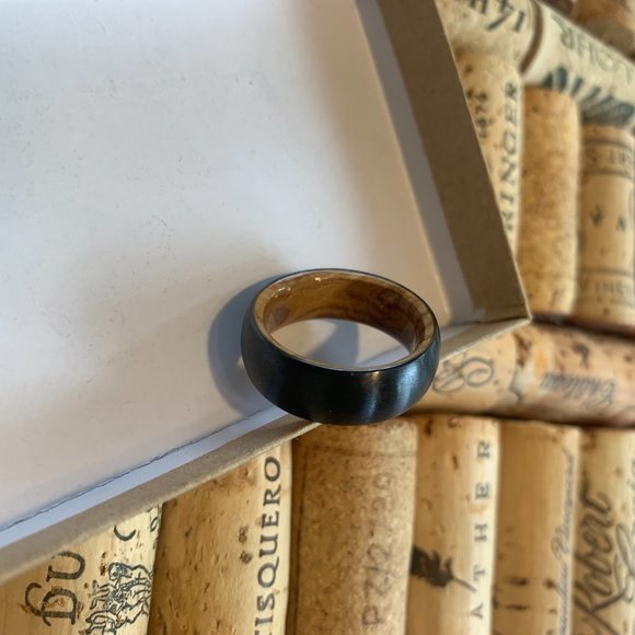 Satin Black Ceramic and English Oak Men's Wedding Band/Ring - Picture 5 of 8